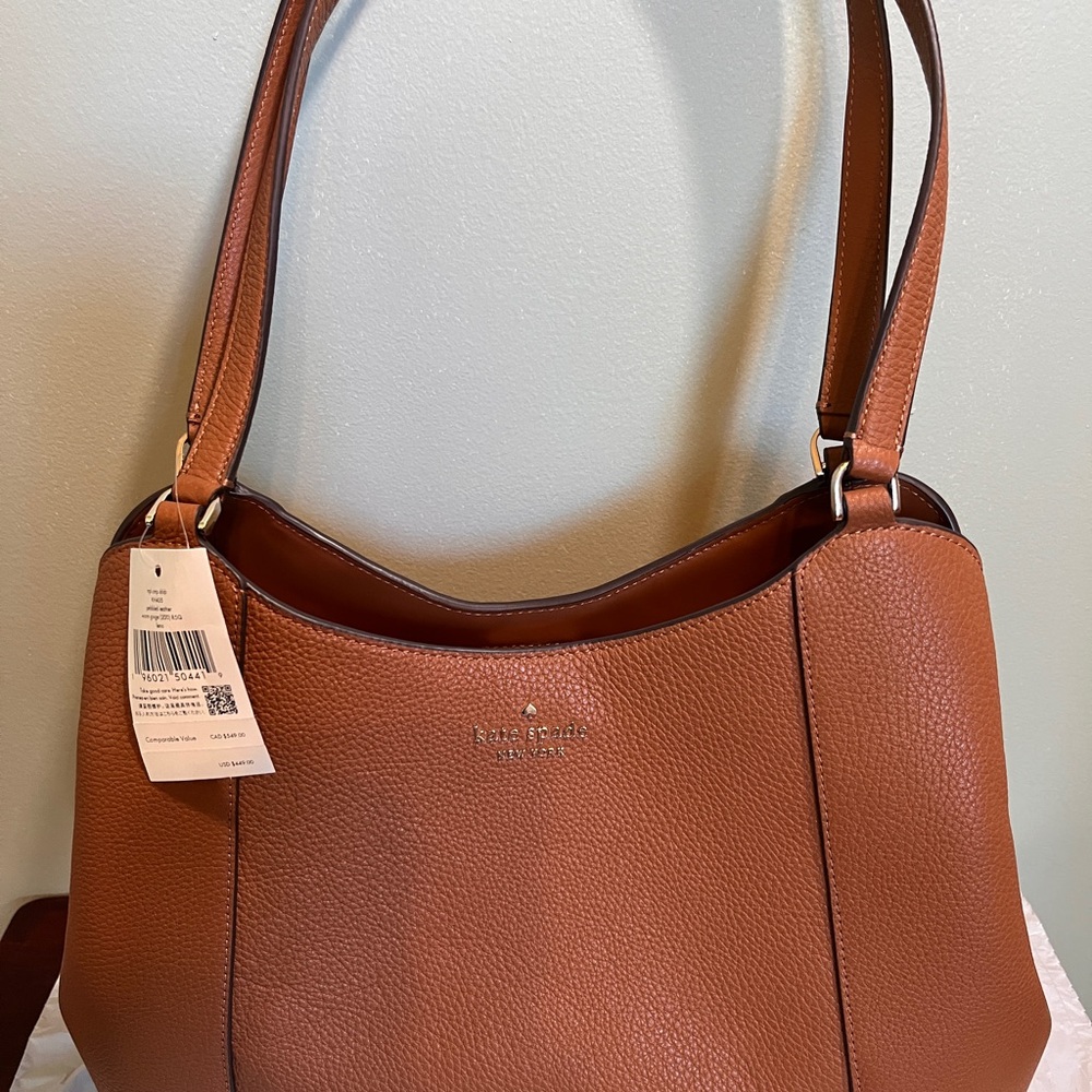 Kate Spade Brown Leather Shoulder Bag with Structured Design